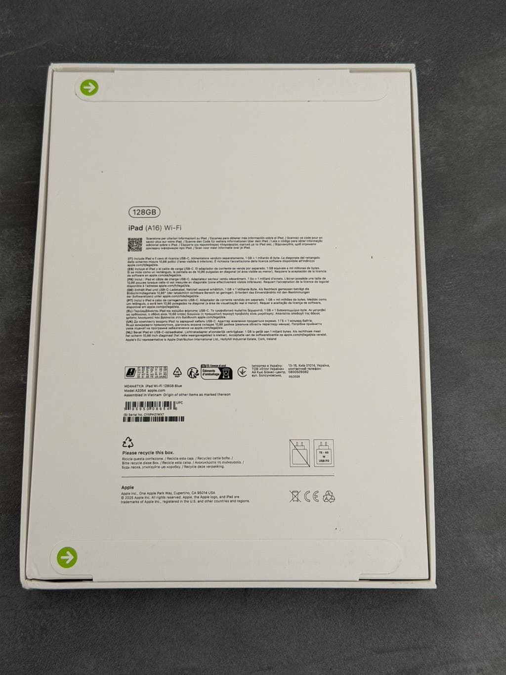Achterkant van iPad-verpakking